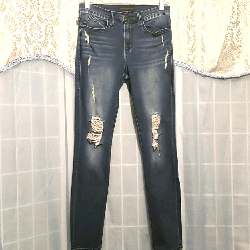 ROCK & REPUBLIC DISTRESSED SKINNY JEANS SZ 8 - Picture 1 of 8
